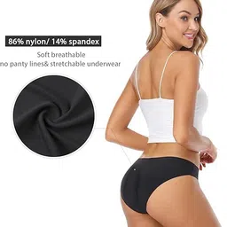 louryn koulyn LOURYN KOULYNWomen/Girls Seamless Ice Silk Invisible No Show Laser Cut Hipster Underwear Medium Waist Soft and Breathable Printed Panty Set Pack of 6 image 3