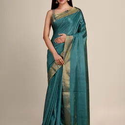 Arhi Women Teal & Gold-Toned Zari Saree-picture-32