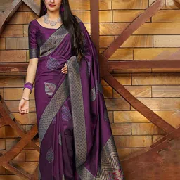 BerMondsey Ethnic Motif Zari Woven Saree With Blouse-picture-27