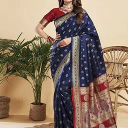 KALINI Ethnic Motif Zari Woven Banarasi Saree-picture-42