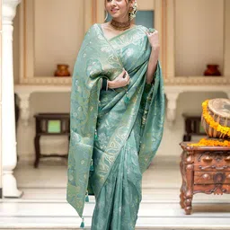 KALINI Woven Design Zari Silk Blend Banarasi Saree-picture-38