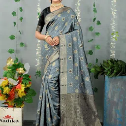 Sadika Ethnic Motifs Woven Design Zari Silk Blend Banarasi Saree-picture-39