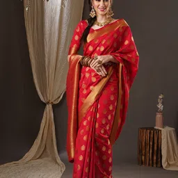 Anouk Ethnic Motifs Zari Banarasi Saree image 1