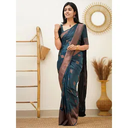 BerMondsey Ethnic Motifs Woven Design Zari Banarasi Saree image 1