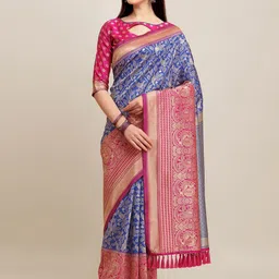 KALINI Ethnic Motifs Zari Banarasi Saree-image-33