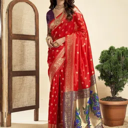 KALINI Ethnic Motif Zari Woven Pure Silk Paithani Saree-picture-38