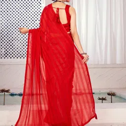 FLOURIOUS Striped Pure Chiffon Saree image 3