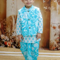 KID1 Boys Floral Printed Regular Pure Cotton Kurta with Dhoti Pants-picture-8