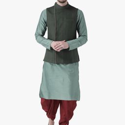 KISAH Mandarin Collar Straight Kurta with Dhoti Pants & Jacket-picture-13