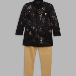 Blue Giraffe Boys Black & Gold-Coloured Sherwani Set image 1