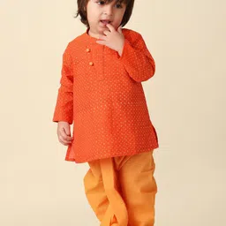 Fabindia Boys Bandhani Printed Pure Cotton Kurta With Dhoti Pants-picture-46