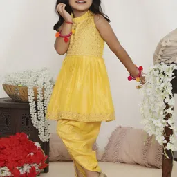KID1 Girls Embroidered Pleated Sequinned Kurti with Dhoti Pants-picture-55