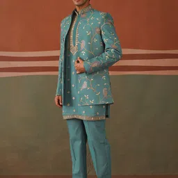 KALPRAAG Floral Embroidered Sherwani Set image 3