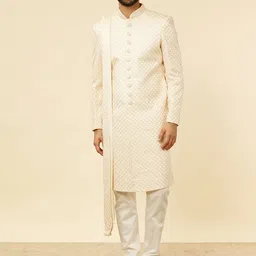 Manyavar Mandarin Collar Embroidered Sherwani Set image 5