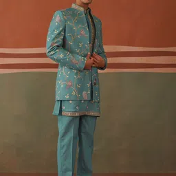 KALPRAAG Floral Embroidered Sherwani Set image 4