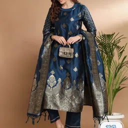 PPTOSS Ethnic Motifs Woven Design Kurta With Trousers & With Dupatta-picture-11