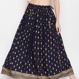 Clora Creation Ethnic Motifs Printed Flared Maxi Skirt-picture-31