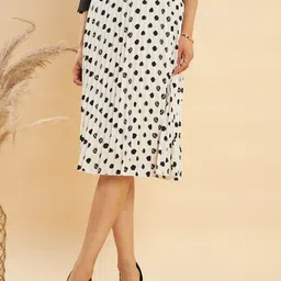 urbangrace by kassually KASSUALLY Black & White Polka Dots Printed Flared Midi Skirt-picture-38