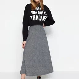 Trendyol Self-Design Flared  Midi Skirt image 2