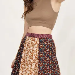 DRIRO Mix and Match Floral Printed Flared A-Line Maxi Skirt image 3