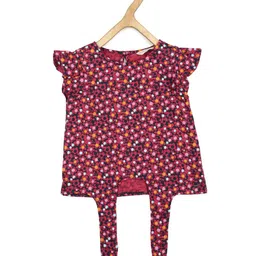 Peter England Girls Maroon & Blue Floral Printed Top-image-61