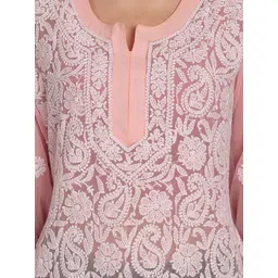 Indiankala4u Women Peach Embroidered Top image 2