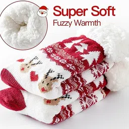 starvis Women Non Slip Slipper Socks Winter Thermal Fuzzy Socks for Women Fluffy Cozy Soft Thick Warm Winter Fleece Lining Home Socks Crew Boot Socks for Cold Weather(ASSORTED RANDOM COLOR)(Pack of 2) image 5