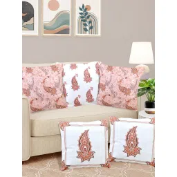 FABINALIV Pack of 5 Multicolor Ethnic Reversible Digital Printed Velvet Square Cushion Covers image 1