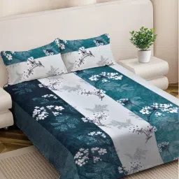 FABINALIV Multicolor Floral Woollen King Size Double Bedsheet With 2 Pillow Covers-picture-18