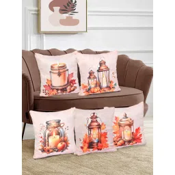 FABINALIV Pack of 5 Multicolor Graphic Reversible Digital Printed Velvet Square Cushion Covers image 2