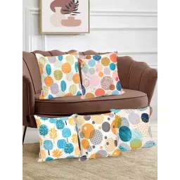 FABINALIV Pack of 5 Multicolor Geometric Reversible Digital Velvet Square Cushion Covers image 2