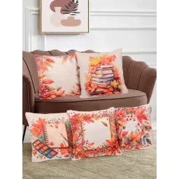 FABINALIV Pack of 5 Multicolor Graphic Reversible Digital Printed Velvet Square Cushion Covers image 2