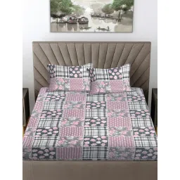 FABINALIV Multicolor Geometric Cotton Blend Super King Bedsheet with 2 Pillow Covers image 2