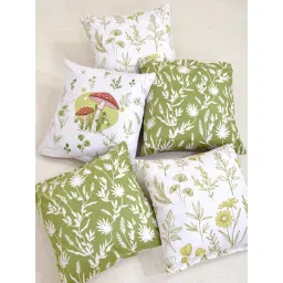 FABINALIV Pack of 5 Multicolor Floral Reversible Digital Printed Velvet Square Cushion Covers image 5