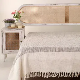 Peepul Tree Off White Printed Cotton 240 TC Double Queen Bed Covers image 2