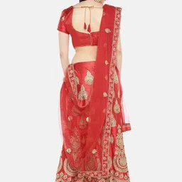 Sangria Red Embroidered Semi-Stitched Lehenga Choli image 4