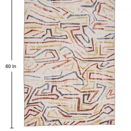 kaleen india Brown Abstract Polyester 3' X 5' Machine Made Carpet image 3