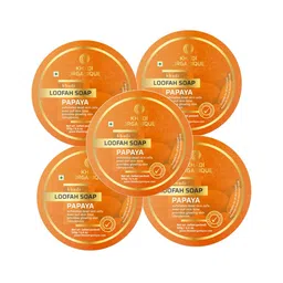 Khadi Organique Set of 5 Papaya Loofah Soap with Essential Oils 125 gm (Each) image 1