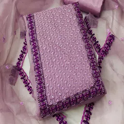 Lilots Unstitched Floral Embroidered Dress Material image 1