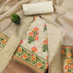 Panzora Floral Woven Design Cotton Silk Unstitched Dress Material-image-71
