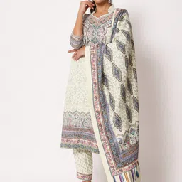 Zamour Embroidered Kalamkari Unstitched Dress Material-picture-13