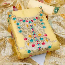 KALINI Ethnic Motifs Woven Design Zari Organza Unstitched Dress Material-image-13