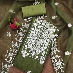 KIMISHA Embroidered Organza Unstitched Dress Material-picture-10