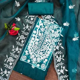 KIMISHA Embroidered Organza Unstitched Dress Material-picture-16