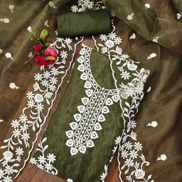 KIMISHA Embroidered Organza Unstitched Dress Material-picture-32