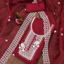 KALINI Embroidered Organza Unstitched Dress Material-picture-3