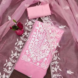 KALINI Embroidered Organza Unstitched Dress Material-image-47