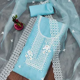 KALINI Embroidered Organza Unstitched Dress Material-picture-2