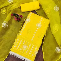 KALINI Embroidered Organza Unstitched Dress Material-picture-8