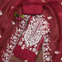 KALINI Embroidered Organza Unstitched Dress Material-picture-12